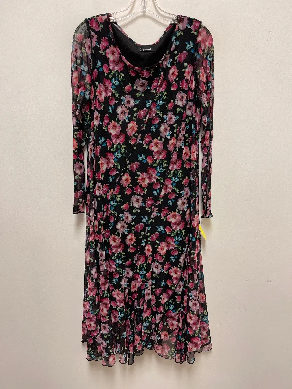 Dress Casual Midi By Connected Apparel In Floral Print, Size: M