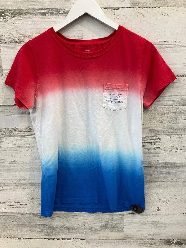 Top Short Sleeve By Vineyard Vines In Blue & Red & White, Size: M