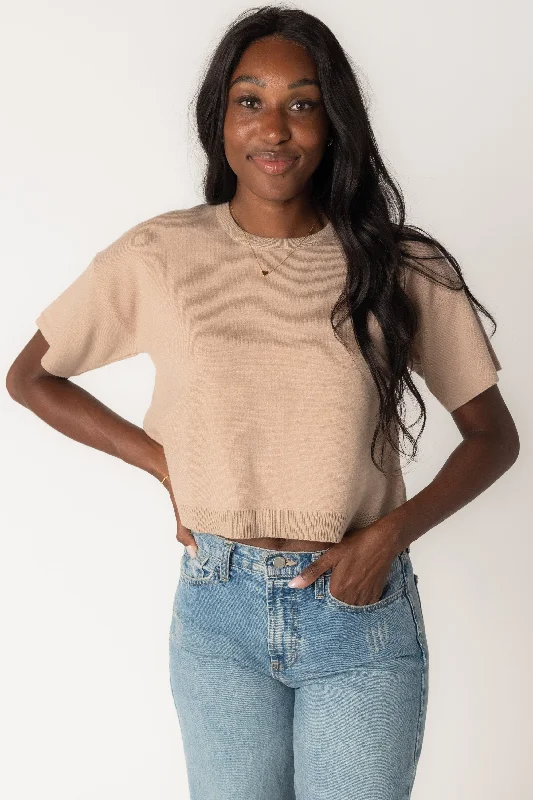 Macy Relaxed crop Sweater - Taupe