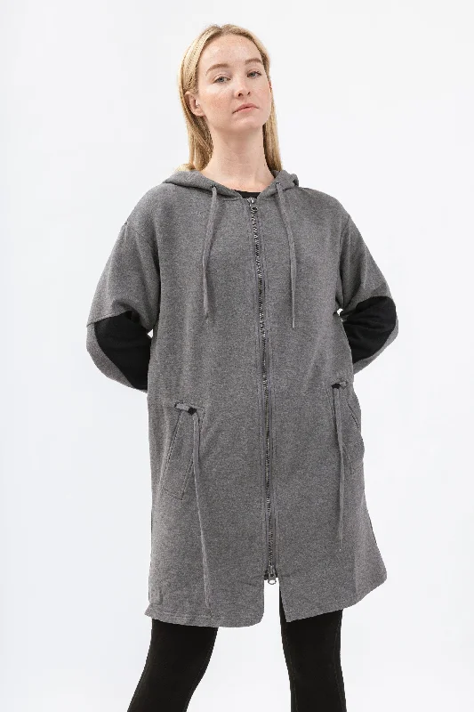 Bamboo Brushed-Back Sweat Long Length Zip-Up Hoodie